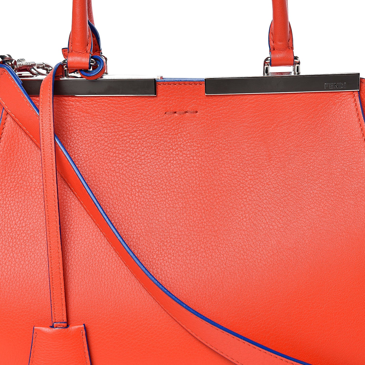 Fendi Vitello Dolce Shiny Nappa Petite 3Jours Tote Papavero 8 of 21