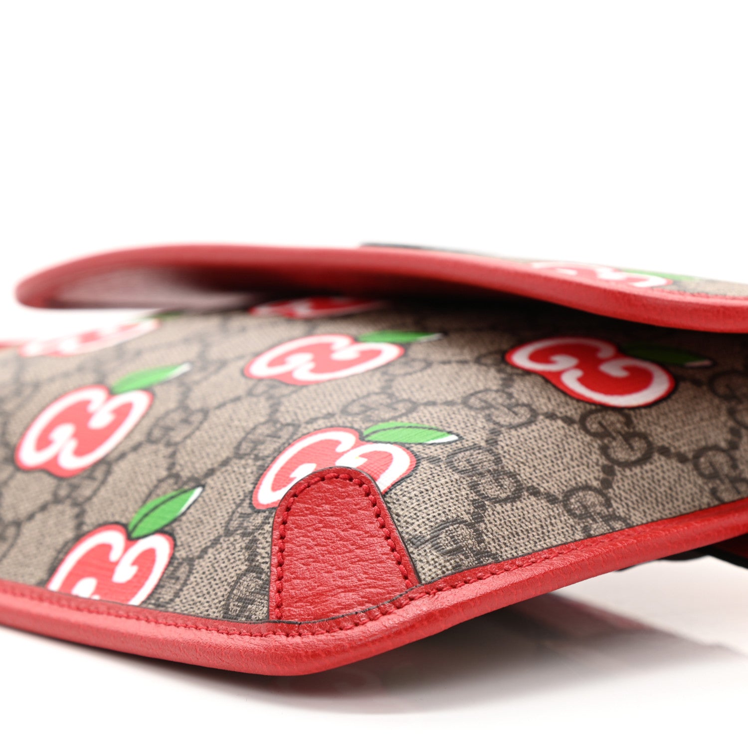 Gucci GG Supreme Monogram Apple Interlocking G Belt Bag Beige Multicolor Lobster Red 10 of 10