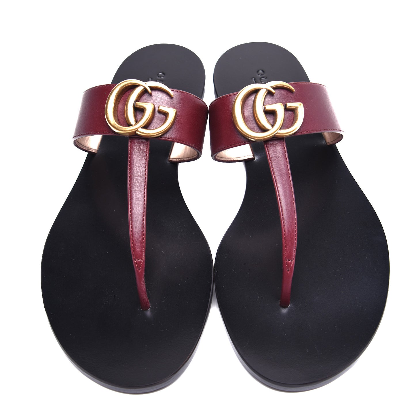 Calfskin GG Marmont Thong Sandals 39 Vintage Bordeaux