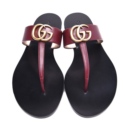 Gucci Calfskin GG Marmont Thong Sandals 39 Vintage Bordeaux 7 of 12