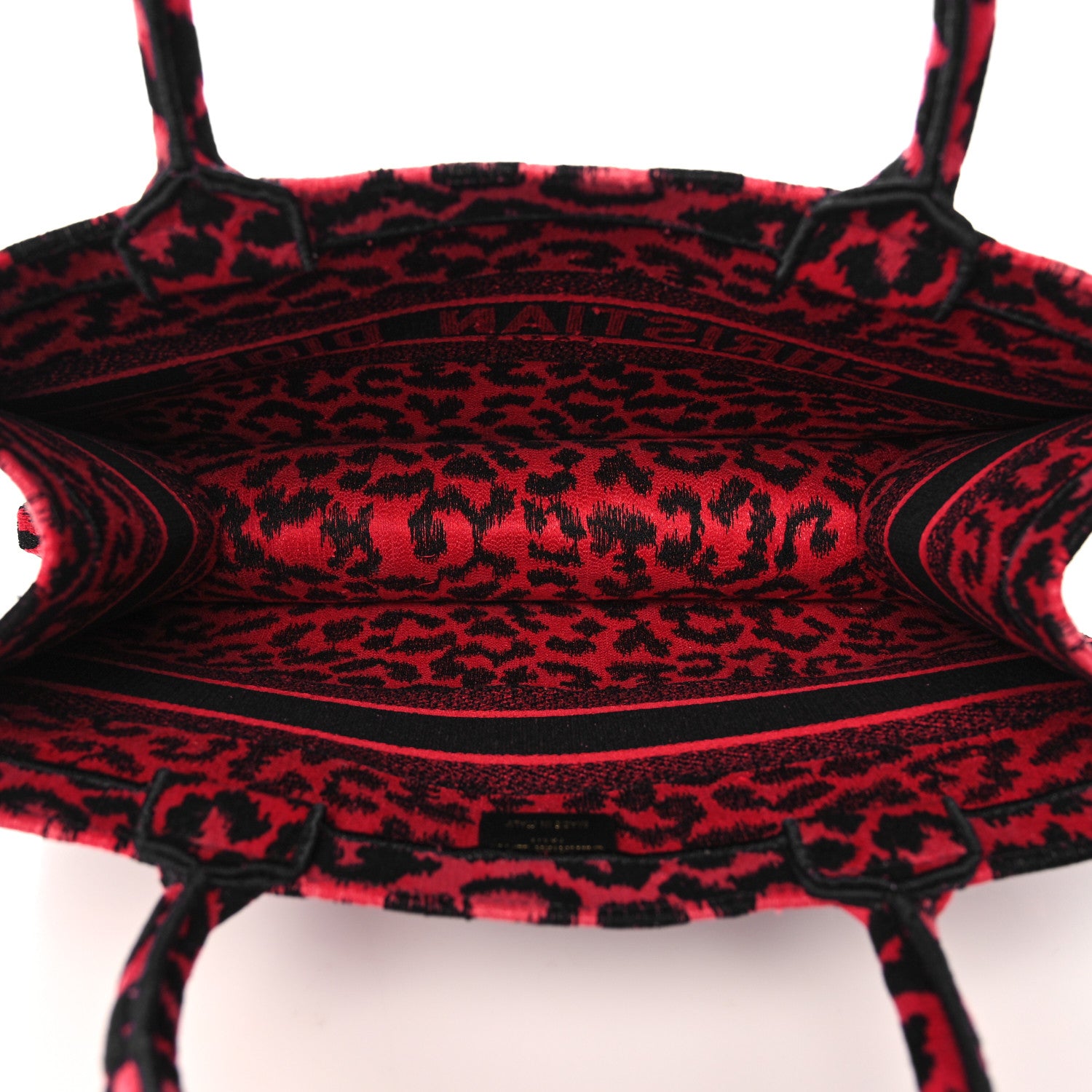 Christian Dior Canvas Mizza Embroidered Medium Leopard Book Tote Fuchsia Multicolor 5 of 10