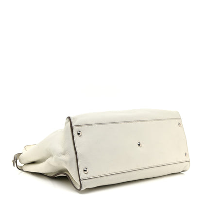 Fendi Calfskin Fur Monster Eyes Large Peekaboo Iconic Satchel White 4 of 27
