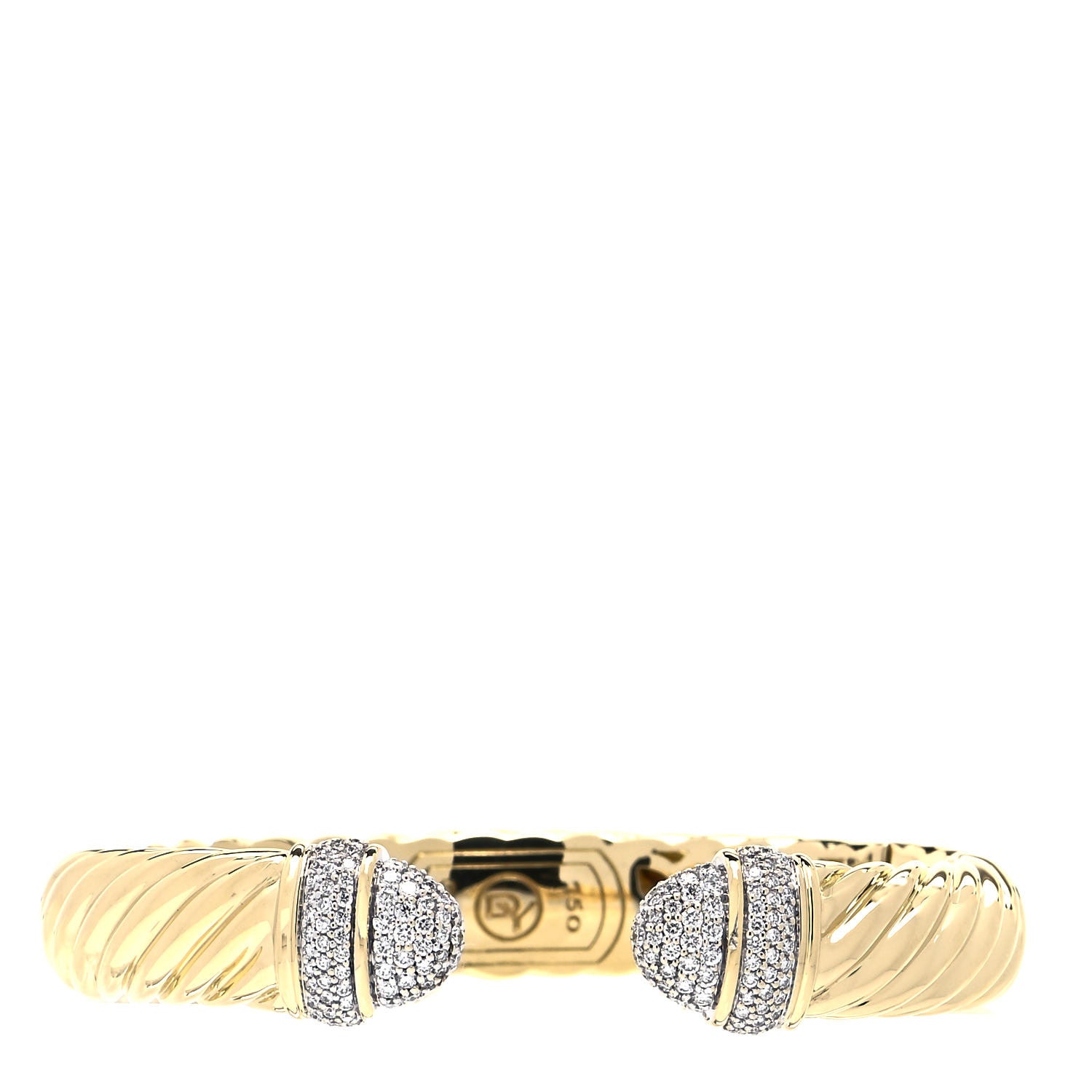David Yurman 18K Yellow Gold Pave Diamond 10mm Waverly Bracelet 1 of 4