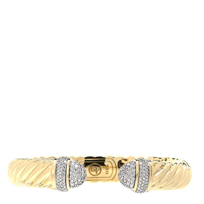 David Yurman 18K Yellow Gold Pave Diamond 10mm Waverly Bracelet 1 of 4
