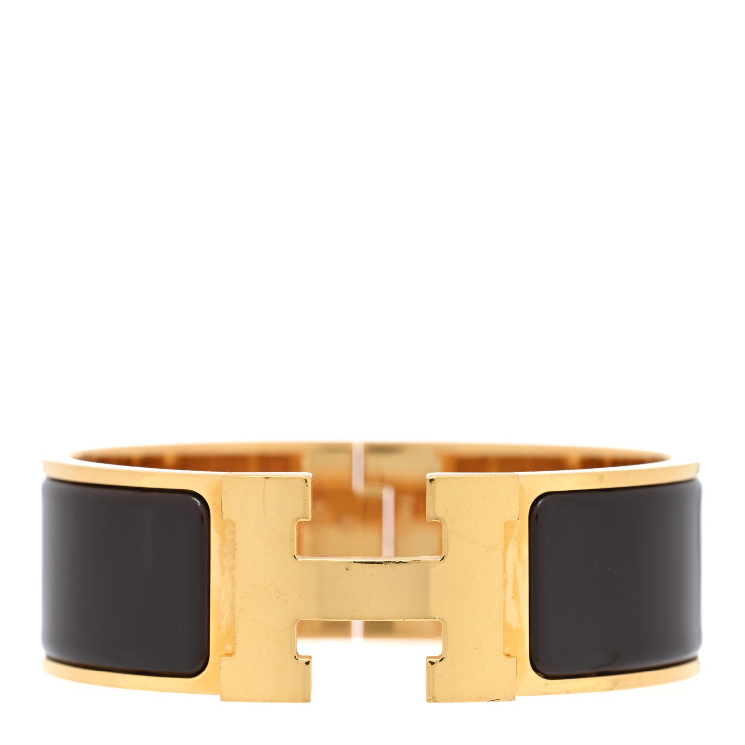Hermes Enamel Wide Clic Clac H Bracelet PM Chocolate 1 of 4