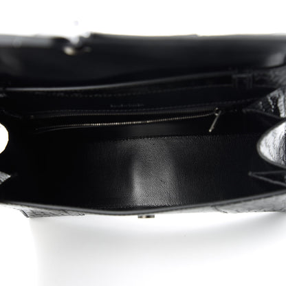 Balenciaga Shiny Calfskin Monochrome Crocodile Embossed Small Hourglass Sling Shoulder Bag Black 5 of 9