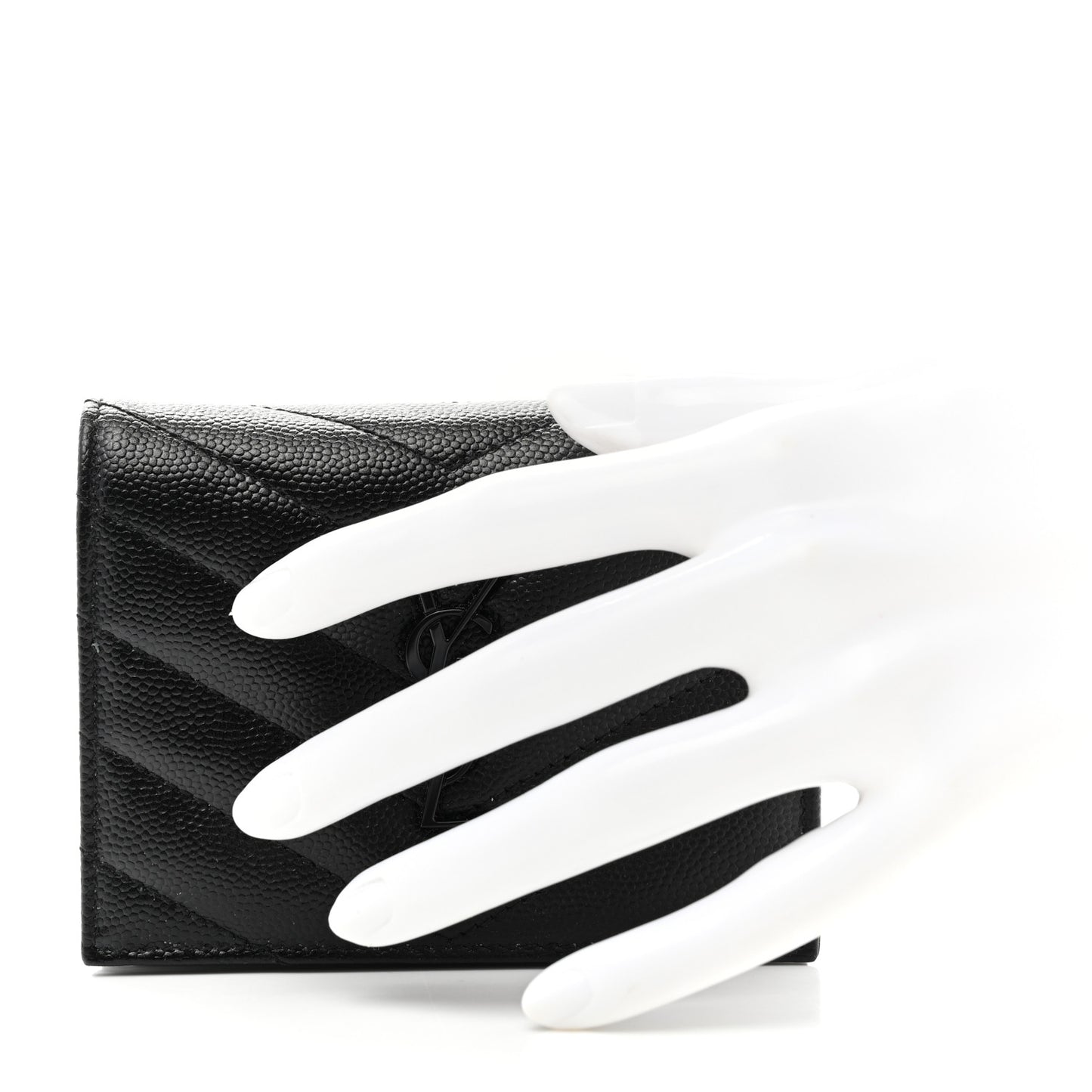 Grain De Poudre Matelasse Chevron Monochrome Monogram Flap Card Case Black