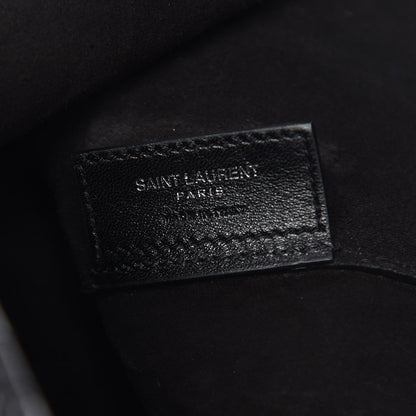 Saint Laurent Calfskin Crocodile Embossed Bold Shopper Tote Black 6 of 12