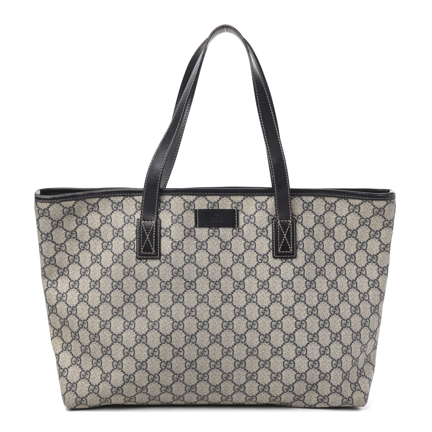 GG Supreme Monogram Medium Zippered Shopping Tote Dark Brown