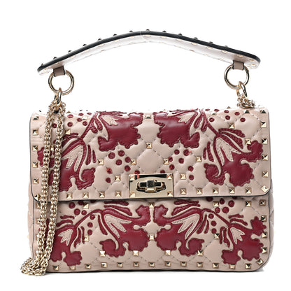 Valentino Garavani Nappa Flower Intarsia Medium Rockstud Spike Shoulder Bag Multicolor 1 of 11