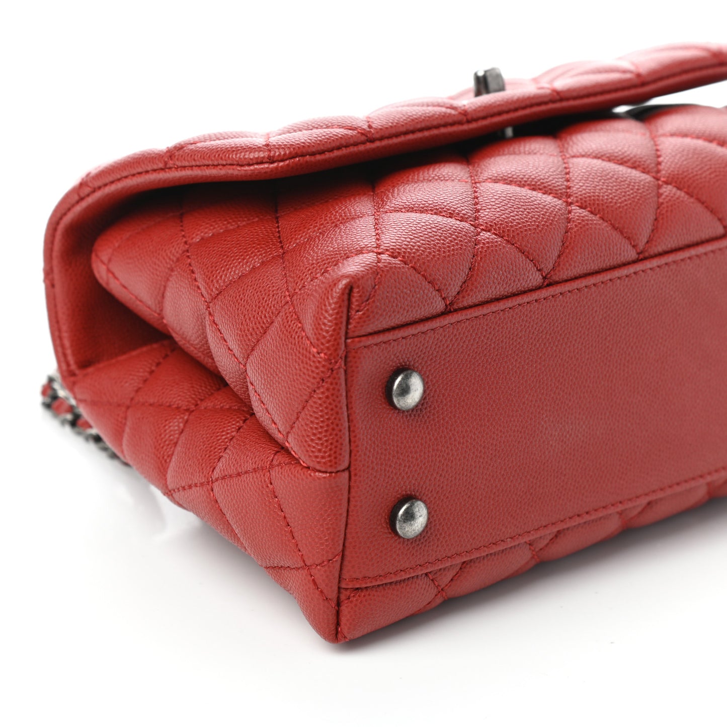 Caviar Quilted Mini Coco Handle Flap Dark Red