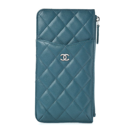 Chanel Caviar Quilted Classic Flat Wallet Pouch Dark Turquoise 1 of 8