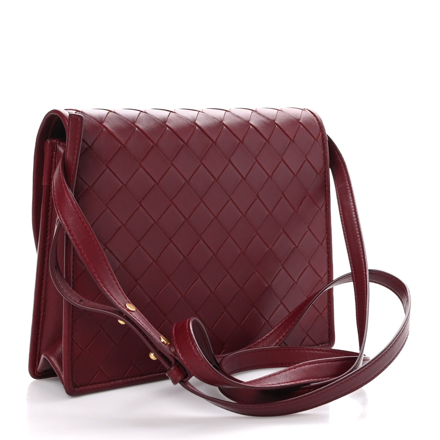 Bottega Veneta Nappa Intrecciato Flap Bag Burgundy 3 of 8