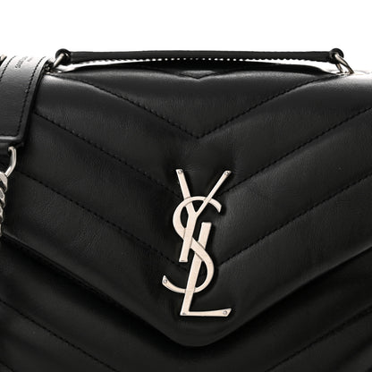 Saint Laurent Calfskin Y Quilted Monogram Small Loulou Chain Satchel Black 8 of 14