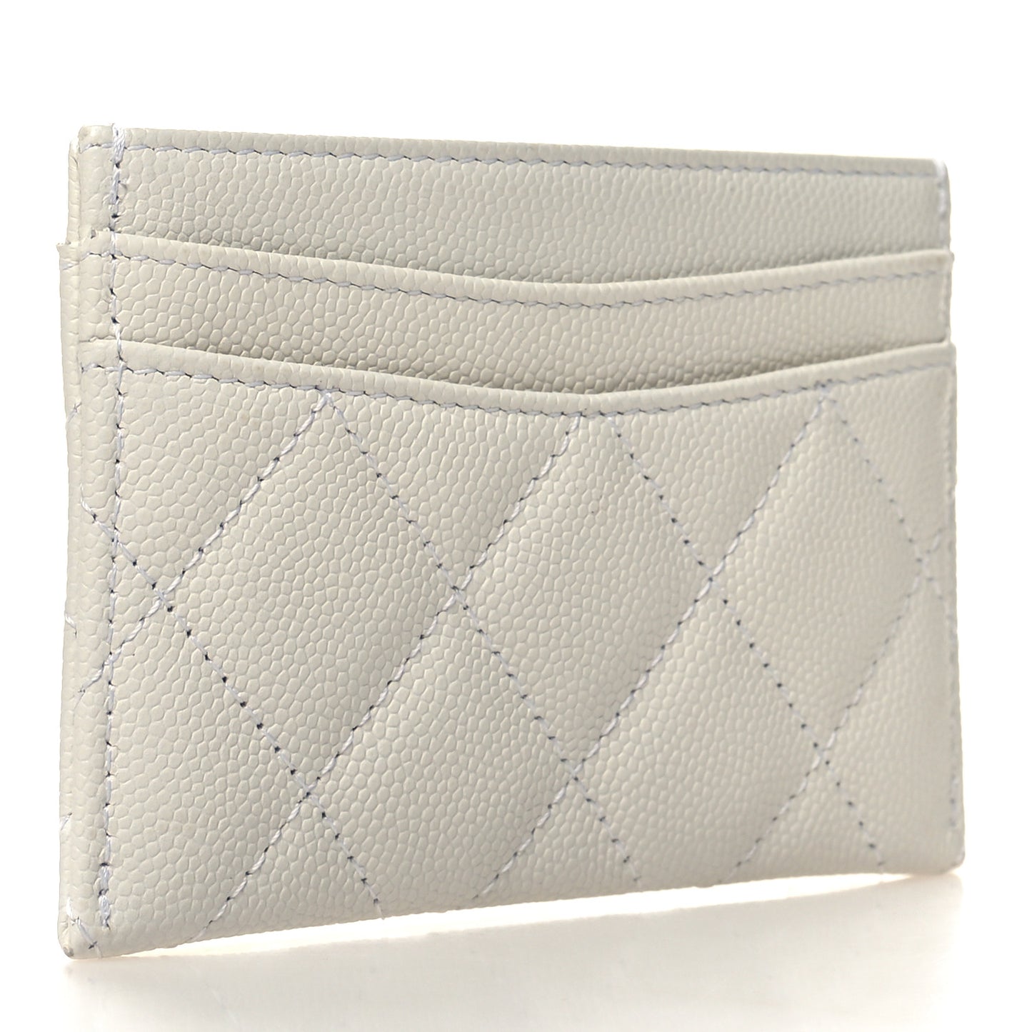 Caviar Quilted Card Holder White