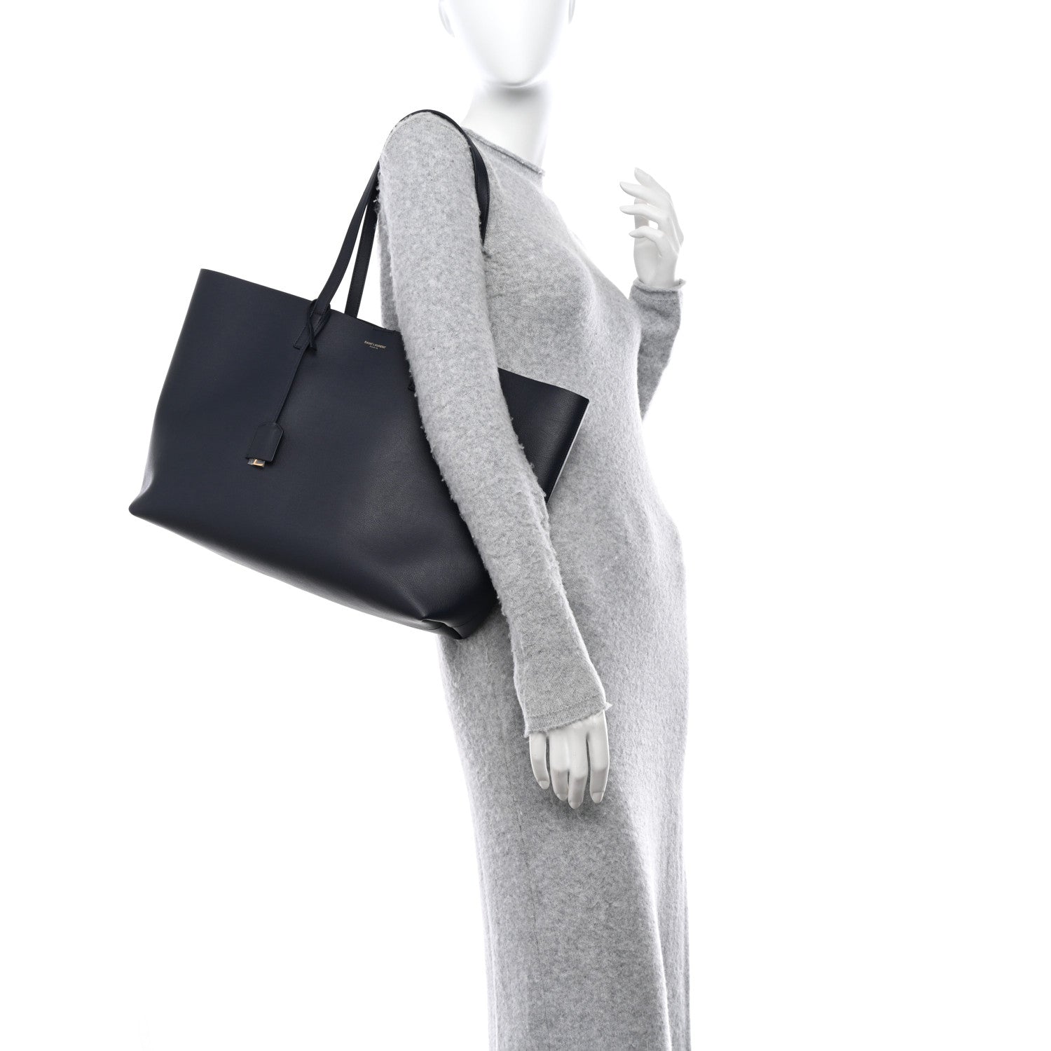 Saint Laurent Calfskin Large Shopping Tote Deep Marine 2 of 11