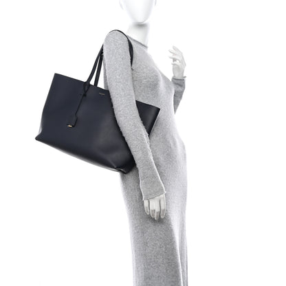Saint Laurent Calfskin Large Shopping Tote Deep Marine 2 of 11