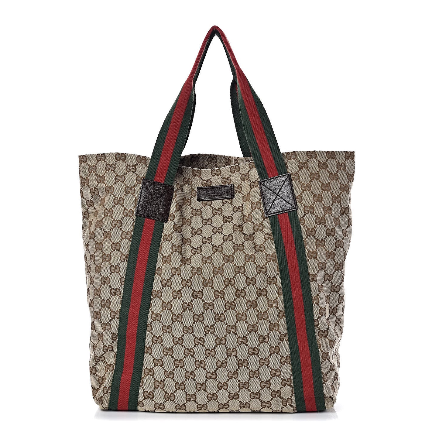 GG Monogram Medium Web Handle Vertical Tote Dark Brown