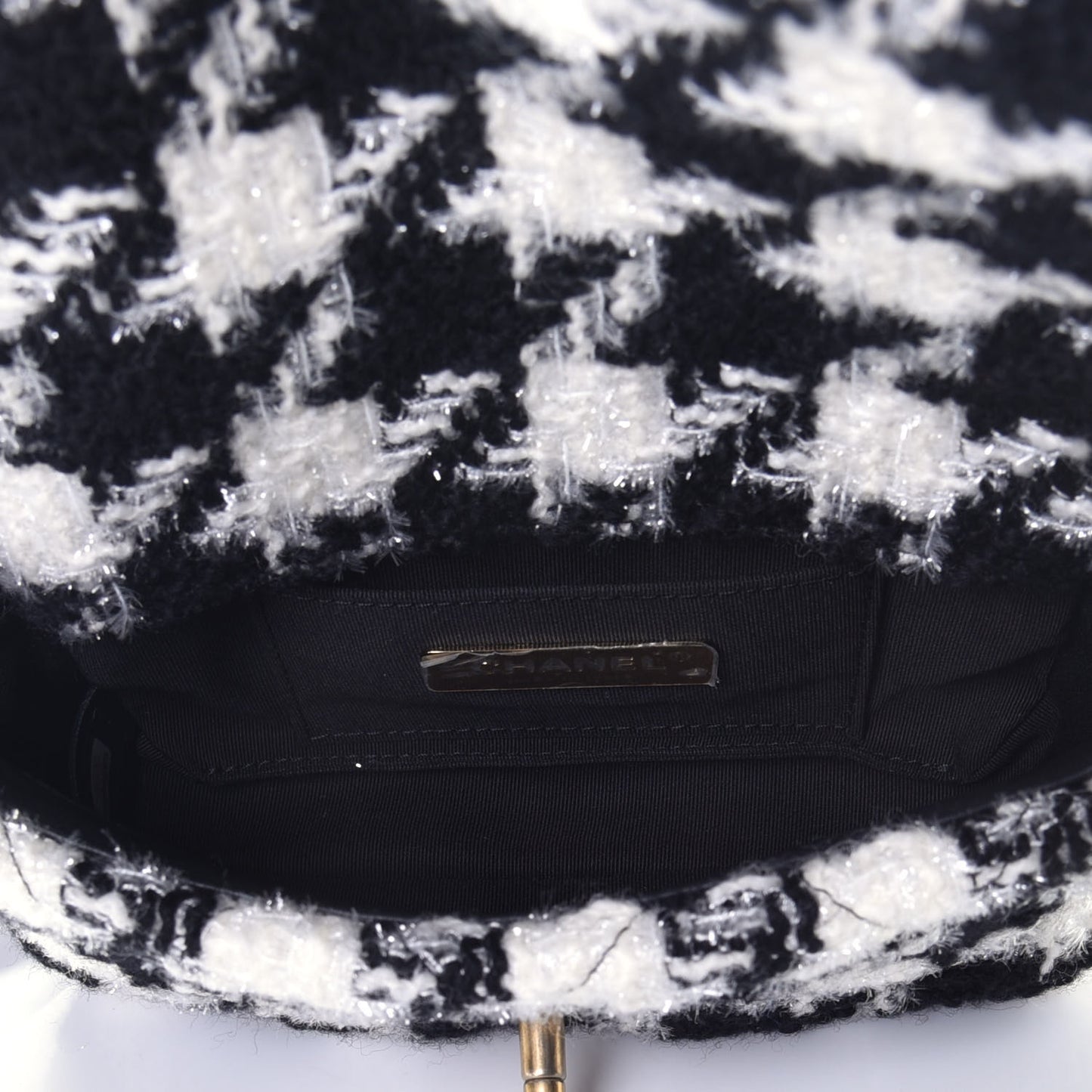 Tweed Quilted Chanel 19 Waist Bag Black Ecru White