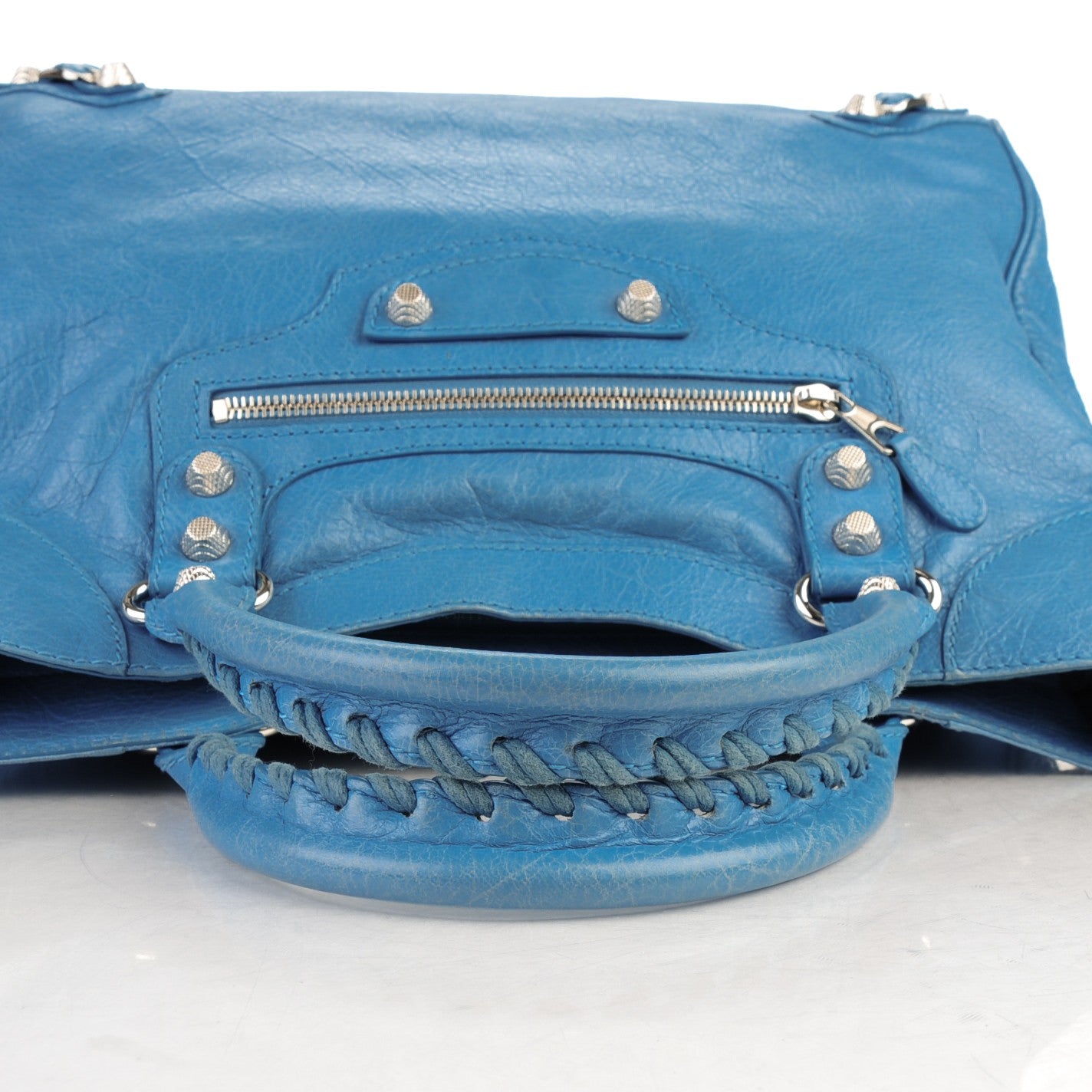 Agneau Giant 12 Silver Hardware Velo Bleu Indigo
