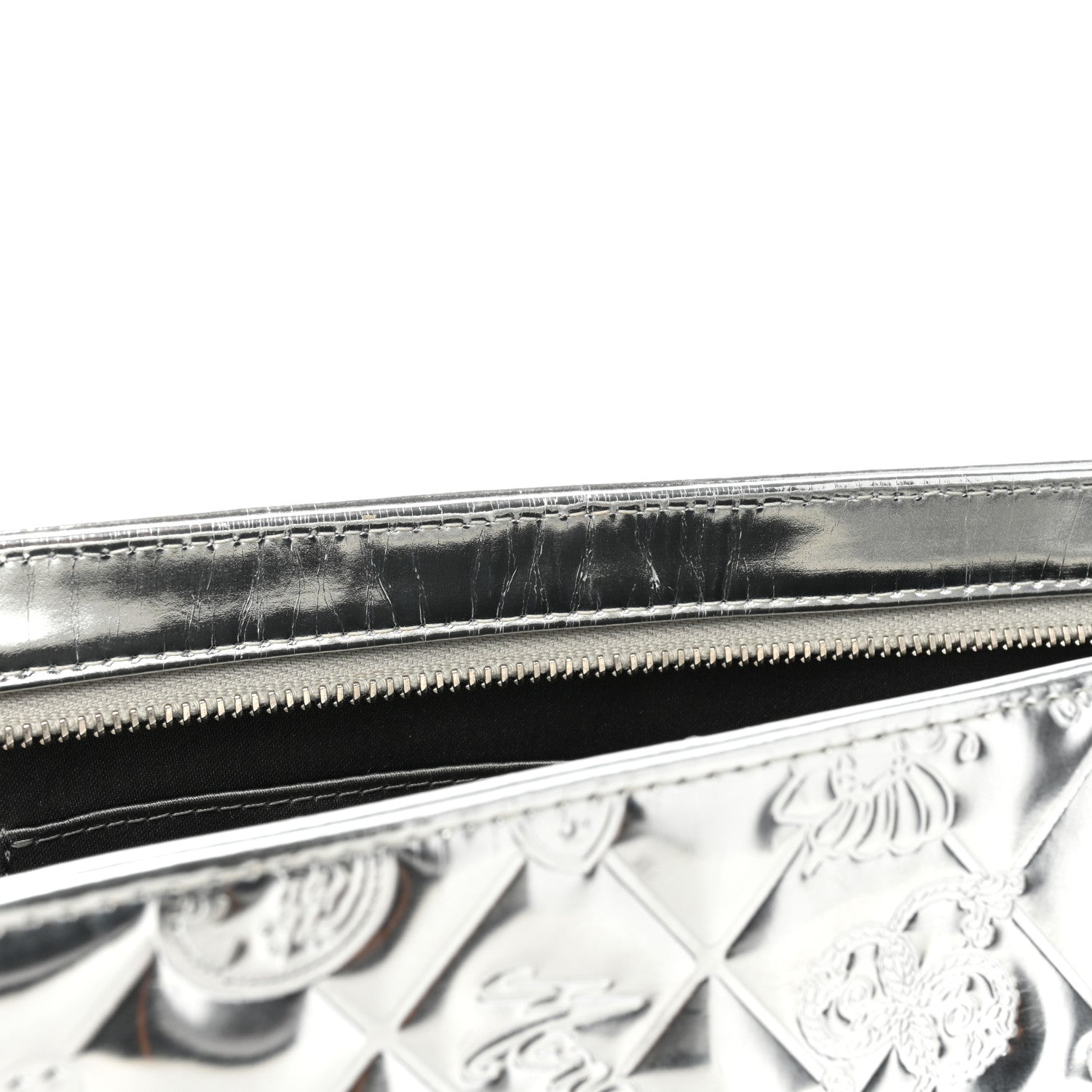 Chanel Metallic Patent Calfskin Lucky Symbols Pochette Silver 11 of 19