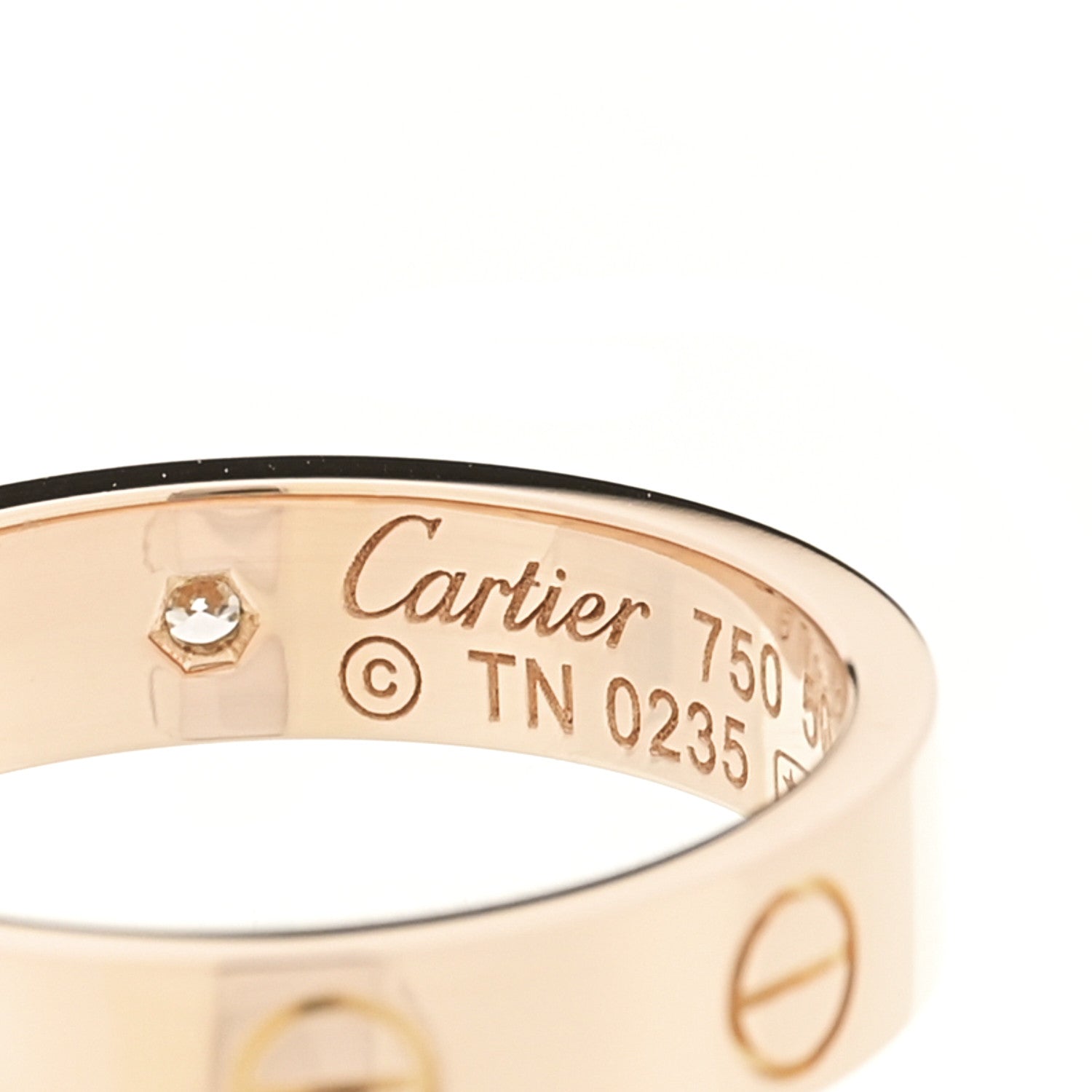 Cartier 18K Pink Gold Diamond 4mm LOVE Wedding Band Ring 50 5.25 4 of 4
