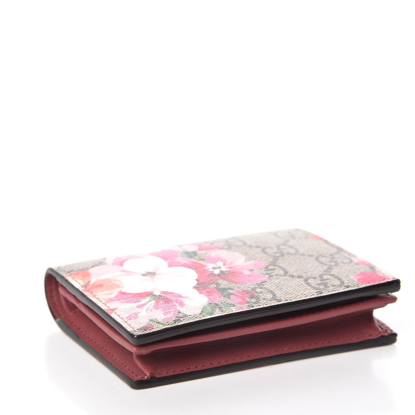 GG Supreme Monogram Blooms Card Case Beige Multicolor Dry Rose