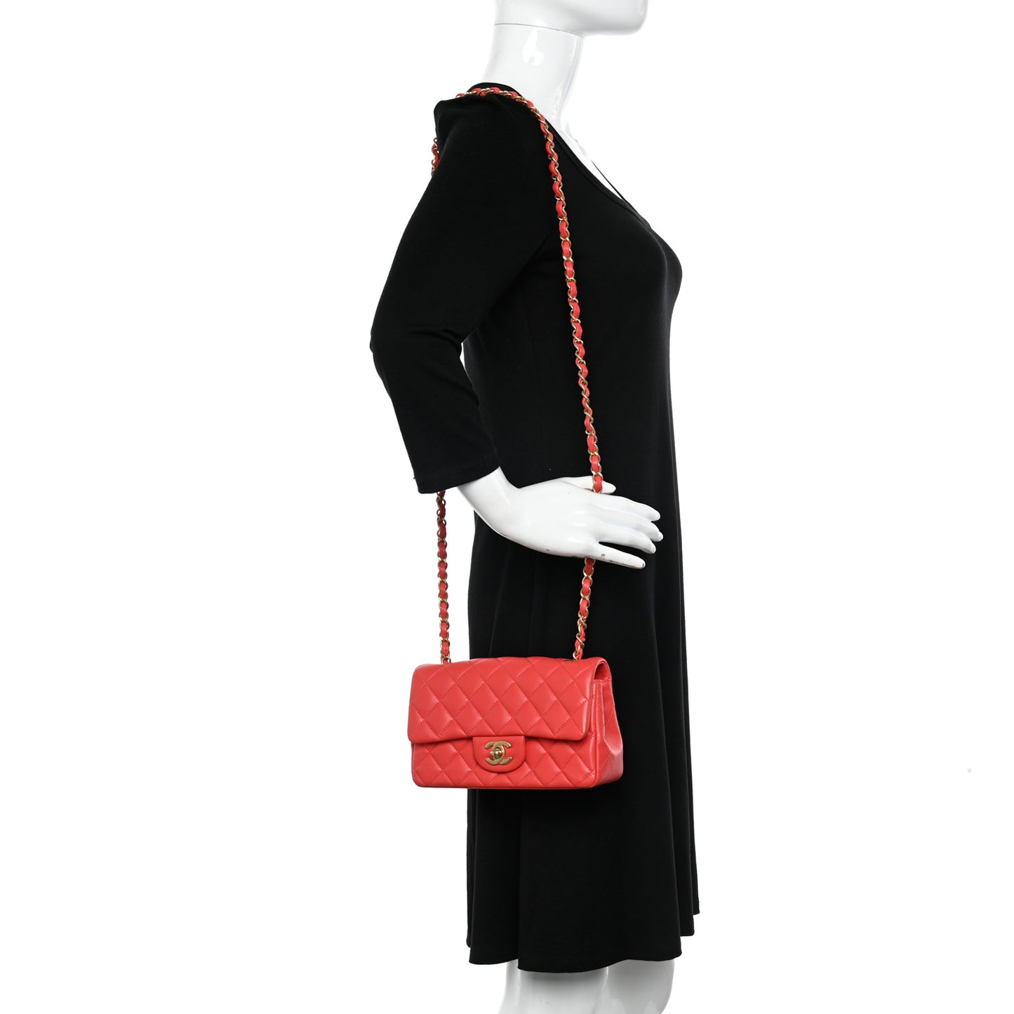 Lambskin Quilted Mini Rectangular Flap Red