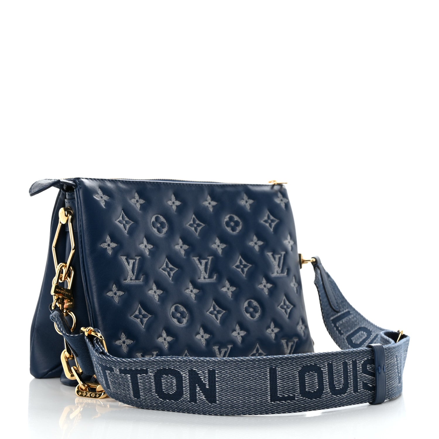 Louis Vuitton Lambskin Embossed Monogram Coussin PM Denim Blue 3 of 10