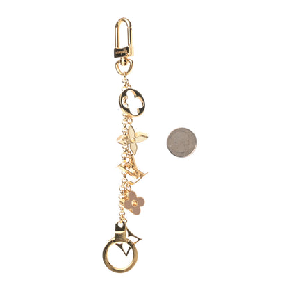 Louis Vuitton Brass Enamel Fleur De Monogram Bag Charm Chain Gold 2 of 3