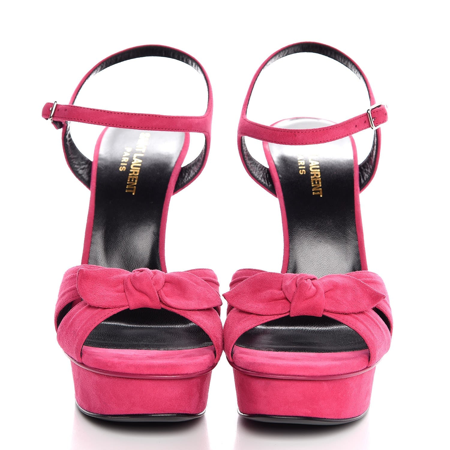 Saint Laurent Suede Bow Bianca 105 Platform Sandals Heels 39.5 Bubblegum 2 of 8