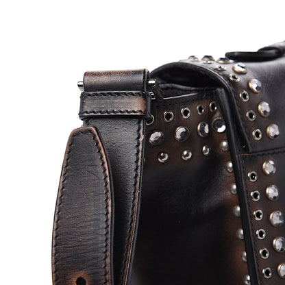 Prada Vitello Vintage Studded Sound Twin Pocket Satchel Ebano 13 of 17