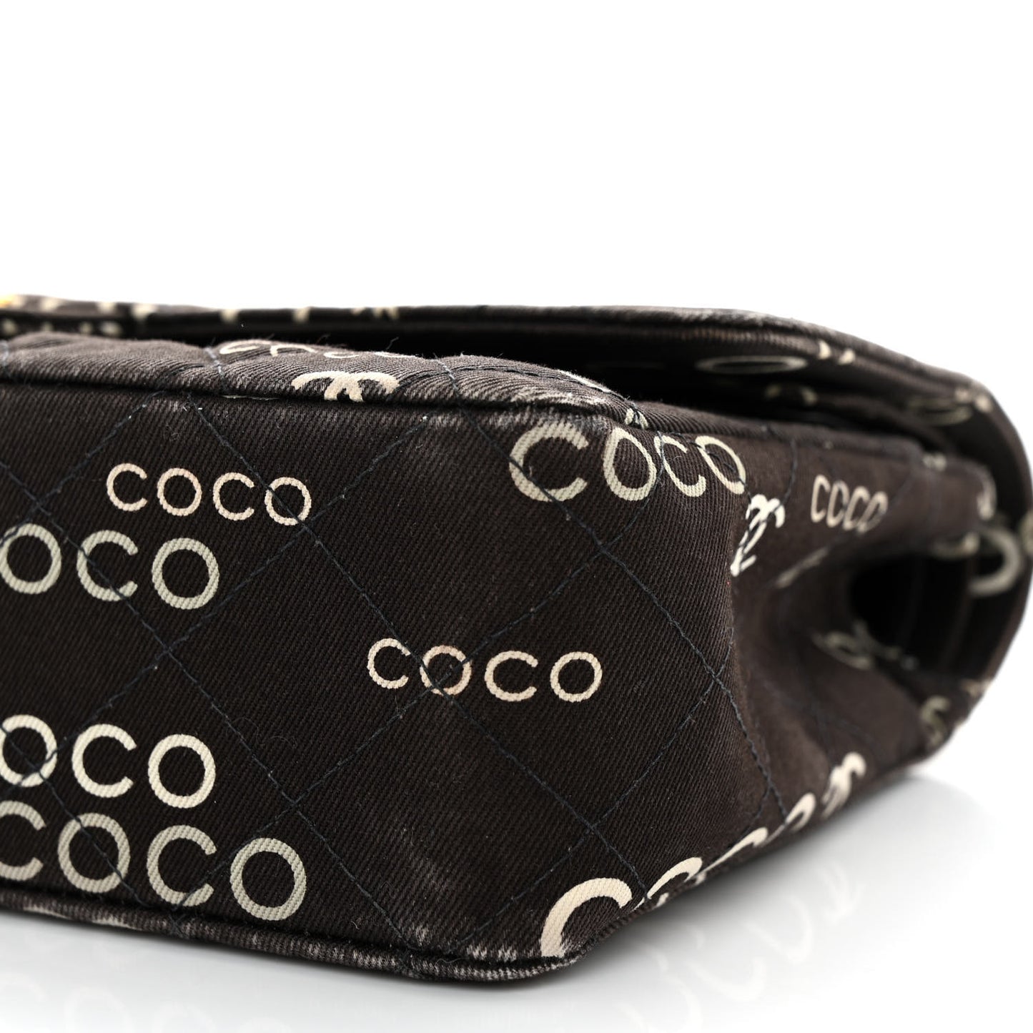 Canvas Coco Printed Quilted Medium Double Flap Black White