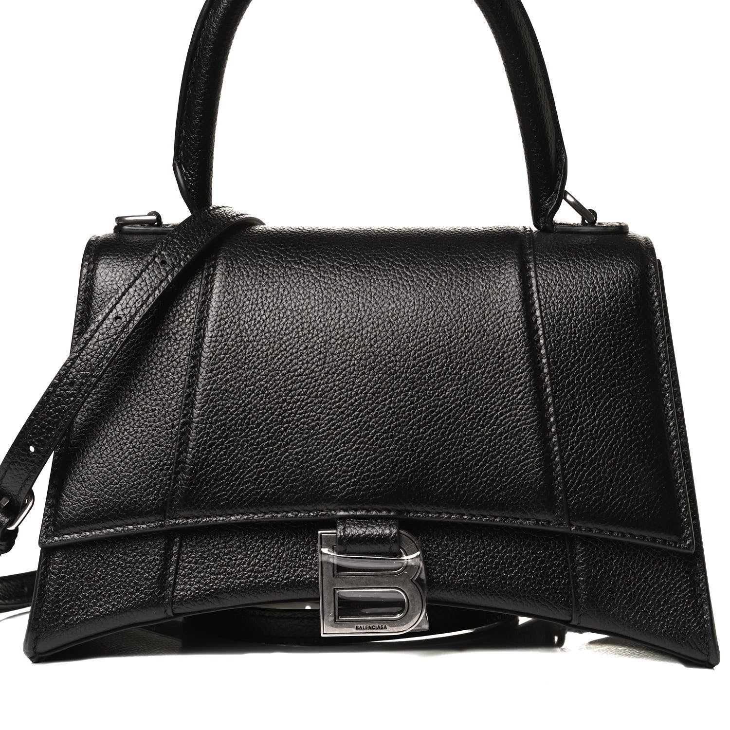 Balenciaga Grained Calfskin Small Hourglass Top Handle Bag Black 8 of 14