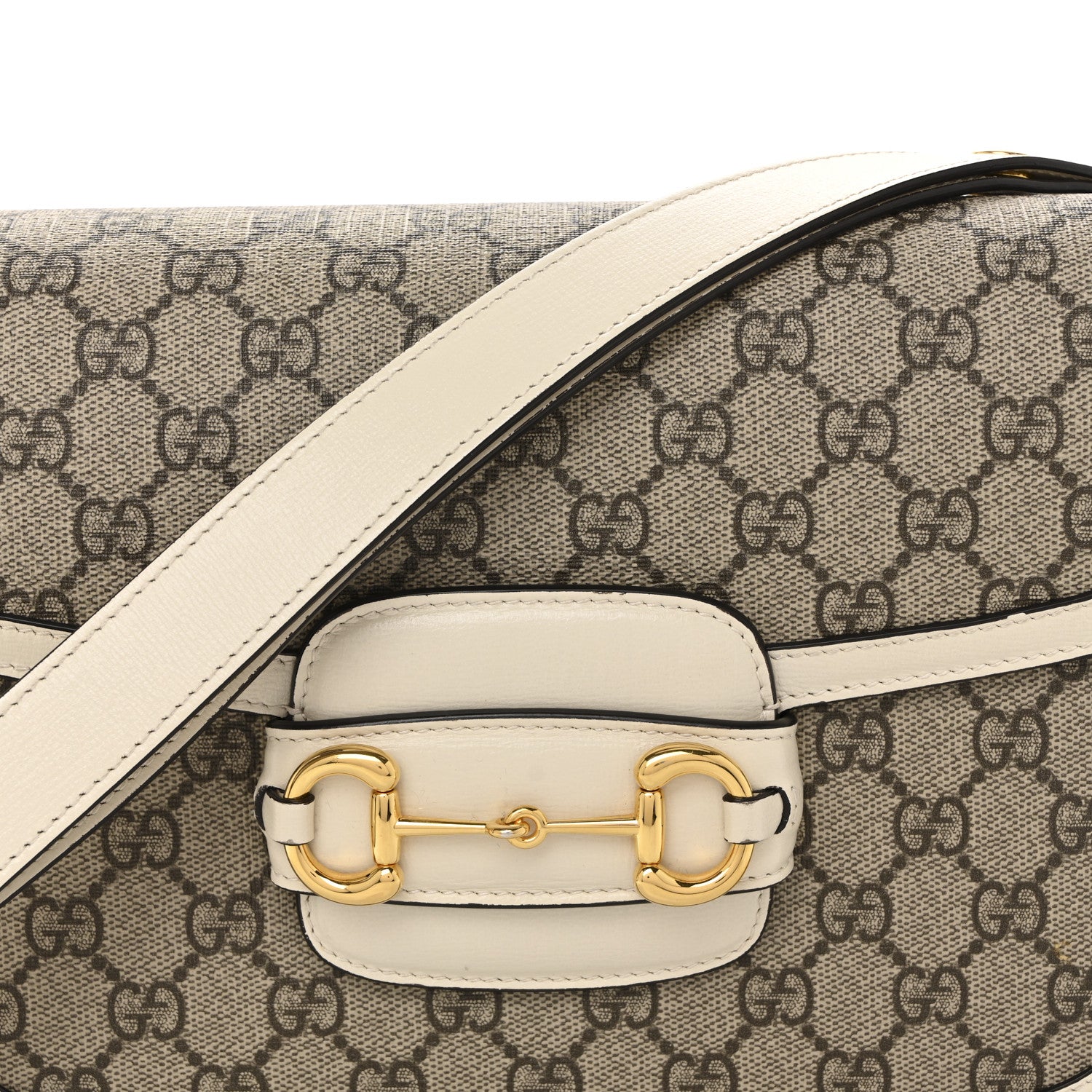 Gucci GG Supreme Monogram Horsebit 1955 Shoulder Bag Beige Mystic White 8 of 13