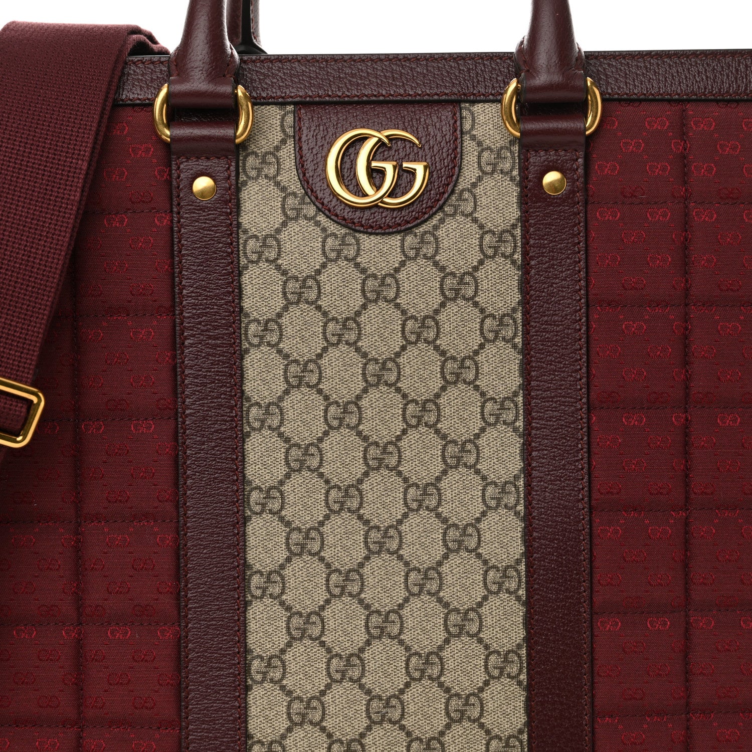 Gucci Monogram GG Mignon Textured Dollar Calfskin GG Supreme Monogram Quilted Mini GG Large Tote Bag Burgundy Beige Ebony 7 of 9