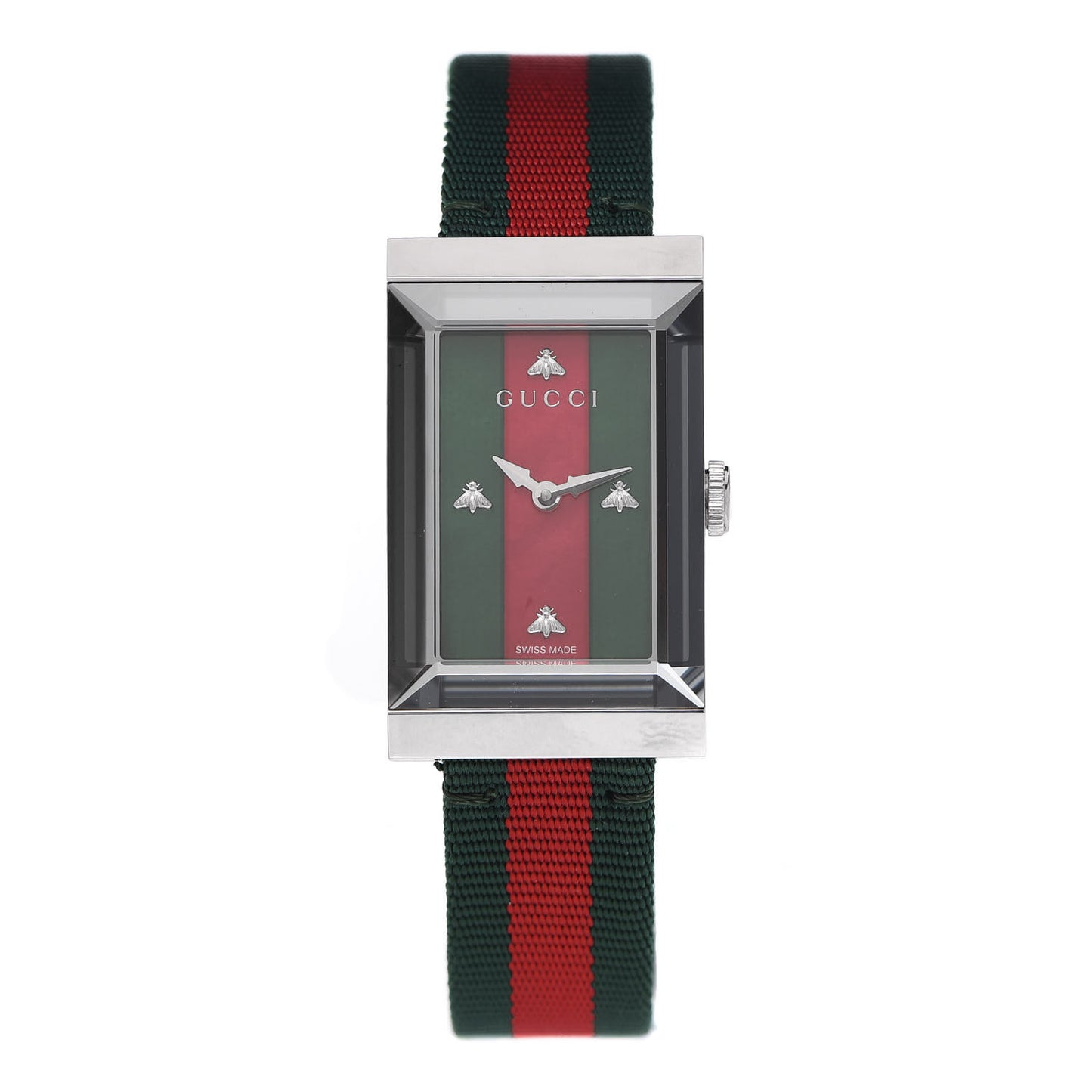 Stainless Steel Nylon Mother of Pearl 21mm Web G-Frame Quartz Watch Green