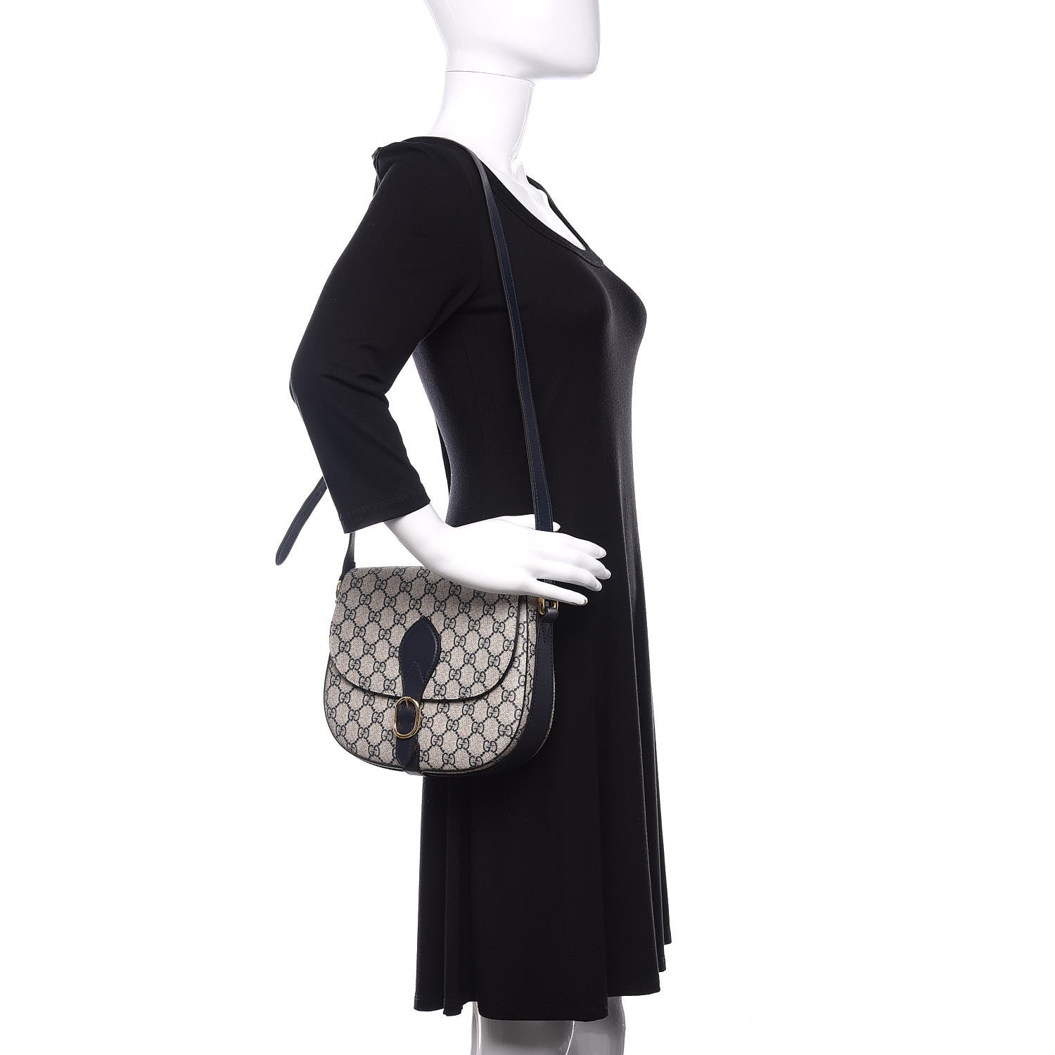 Gucci GG Supreme Monogram Small Messenger Shoulder Bag Beige Blue Navy 2 of 13