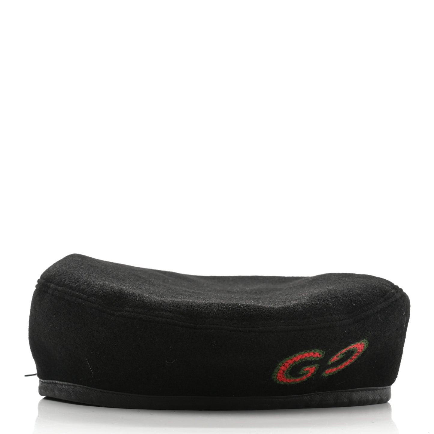Felt Embroidered GG Patch Beret Hat L Black