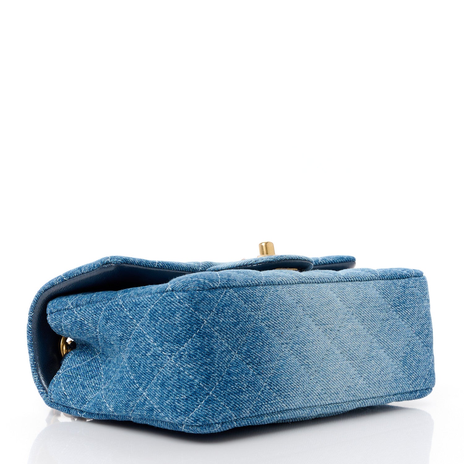 Chanel Washed Denim Quilted Mini Rectangular Flap Blue 4 of 12