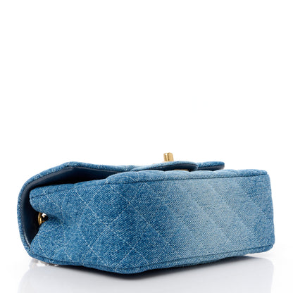 Chanel Washed Denim Quilted Mini Rectangular Flap Blue 4 of 12