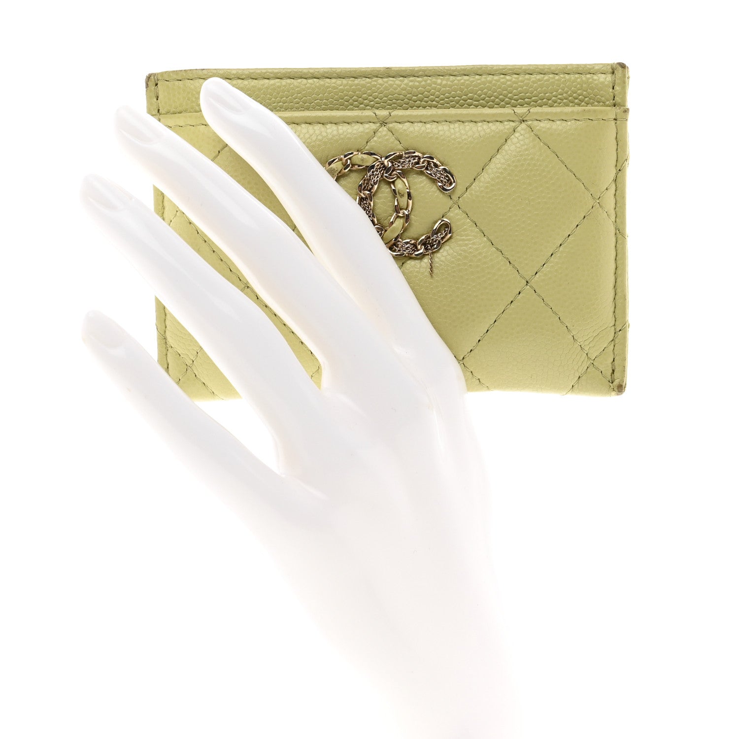 Chanel Caviar Quilted French New Wave Card Holder Light Green 2 of 11