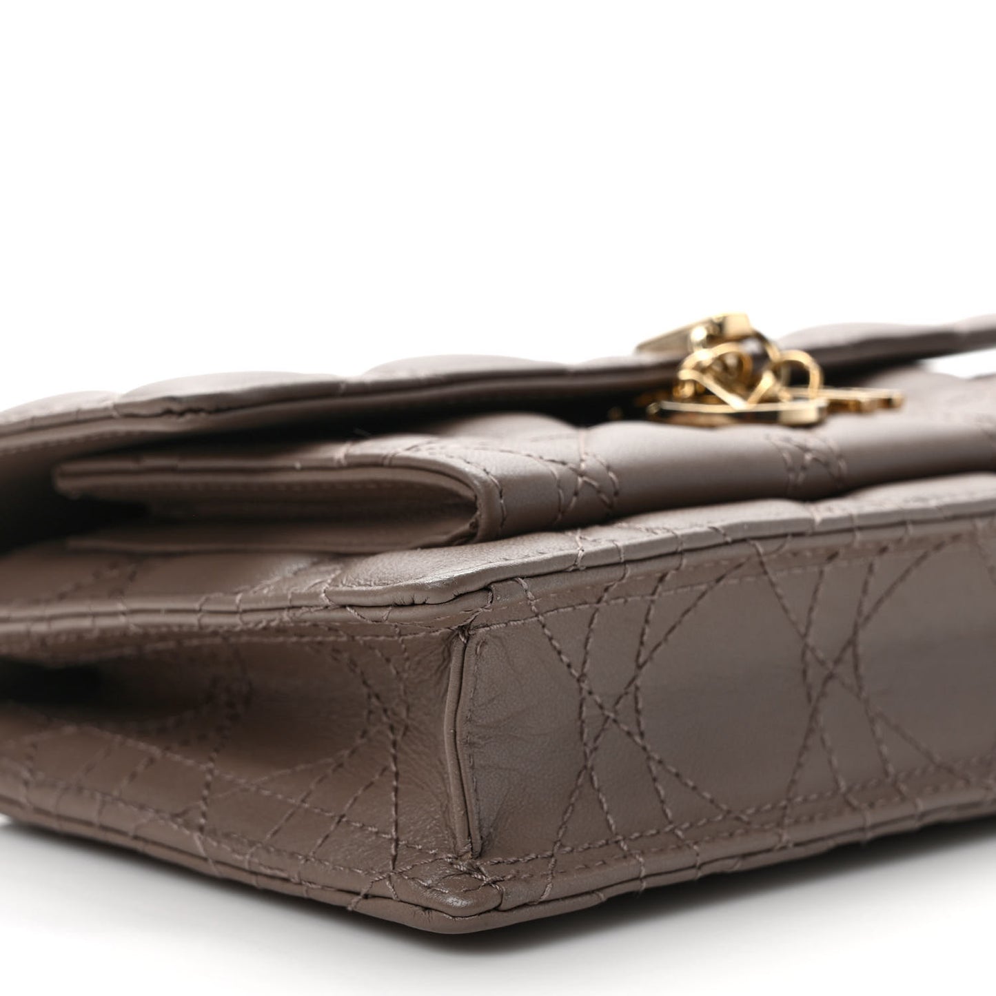 Lambskin Chain Lady Dior Chain Pouch Warm Taupe