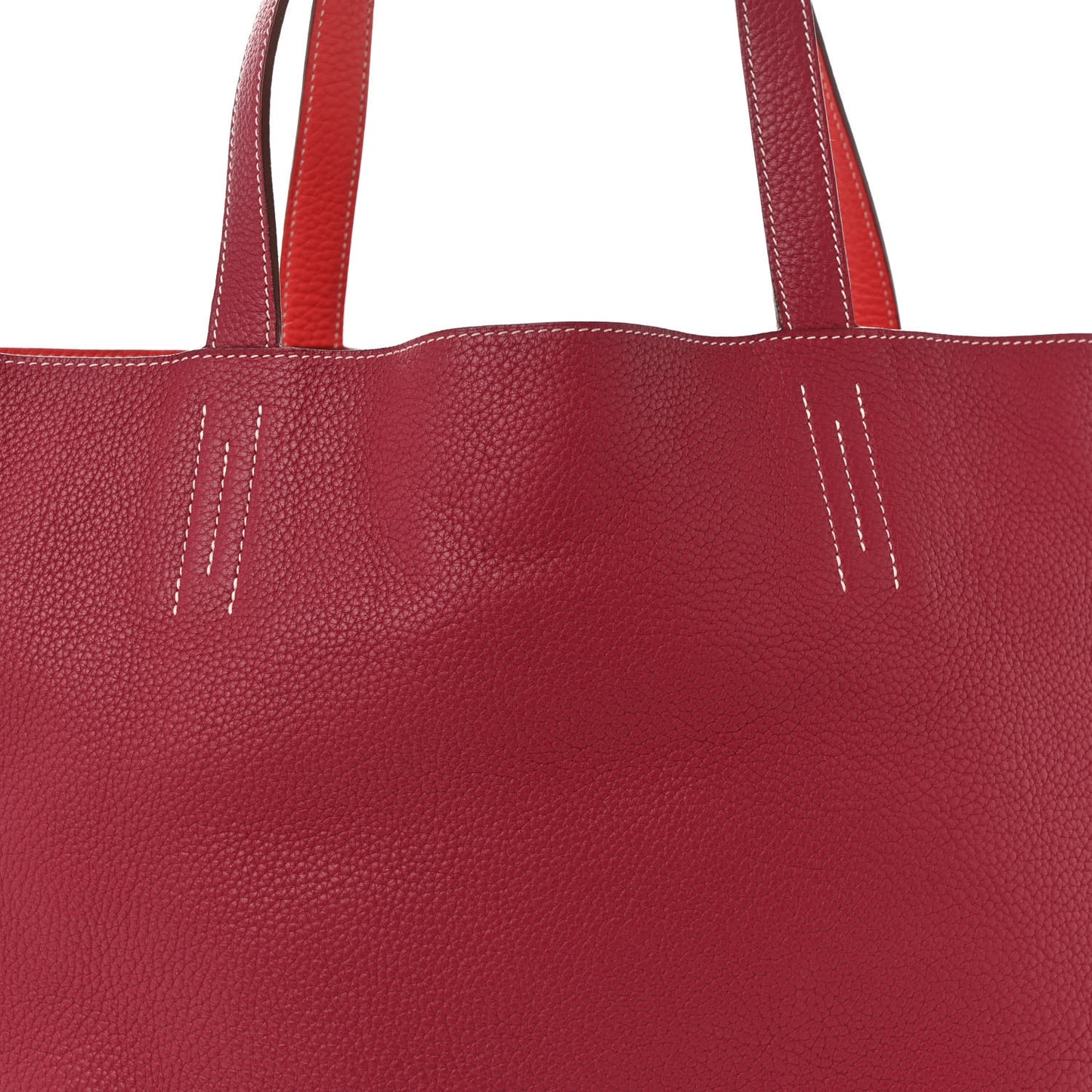 Taurillon Clemence Double Sens 36 Reversible Tote Rubis Bougainvillea