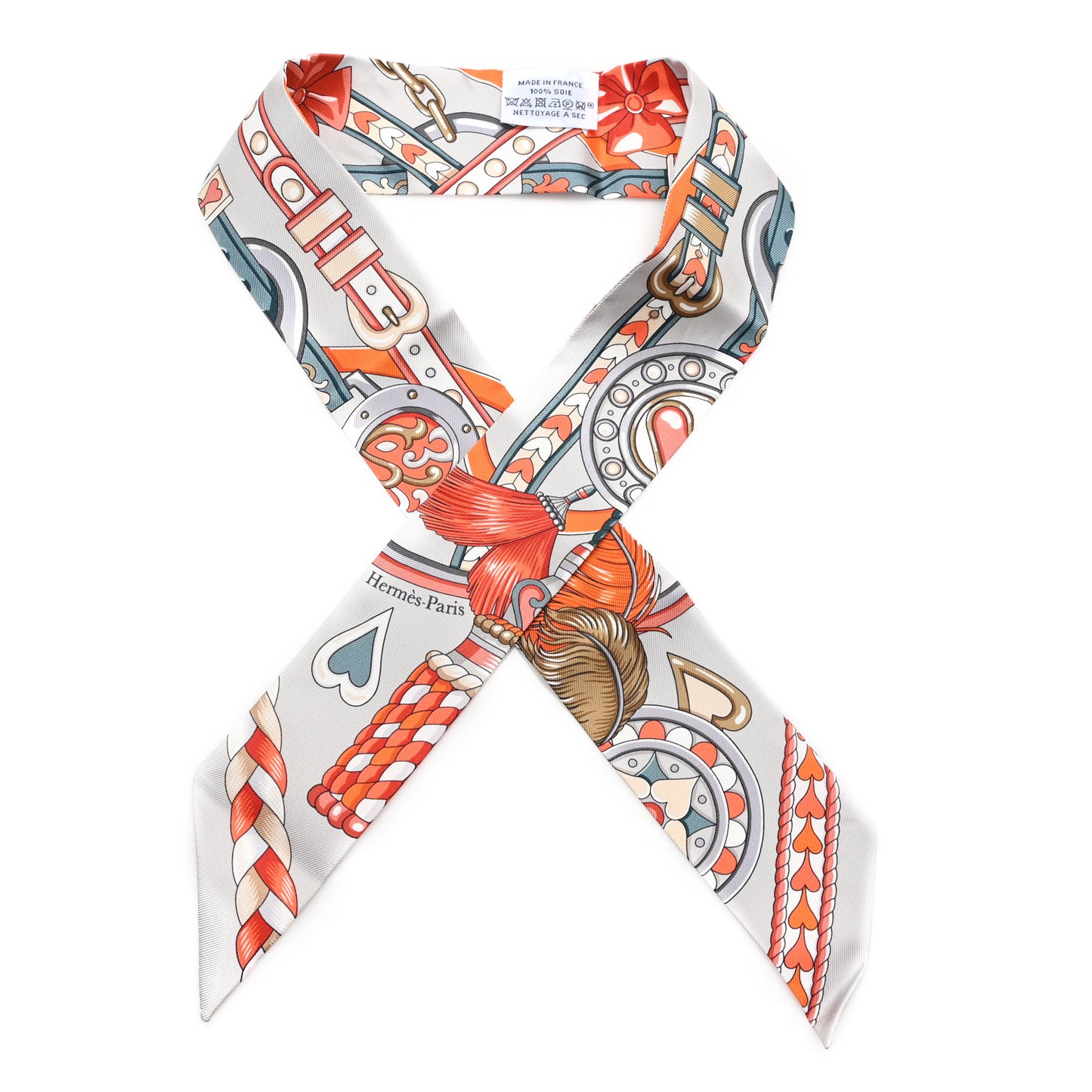 Silk Harnais De Coeur Twilly Gris Perle Orange Gris Bleute