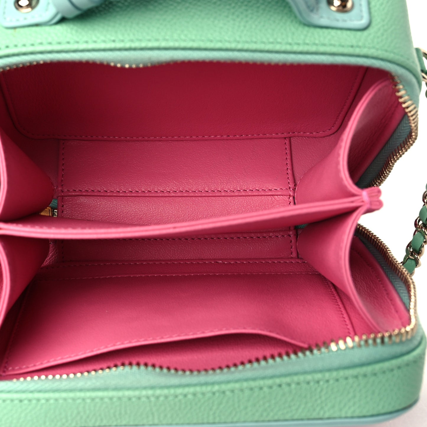 Caviar Quilted Small CC Filigree Vanity Case Pink Green Blue
