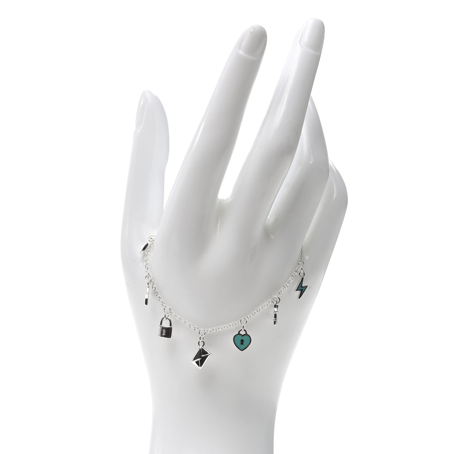 Sterling Silver Enamel Love Notes Charm Bracelet Blue