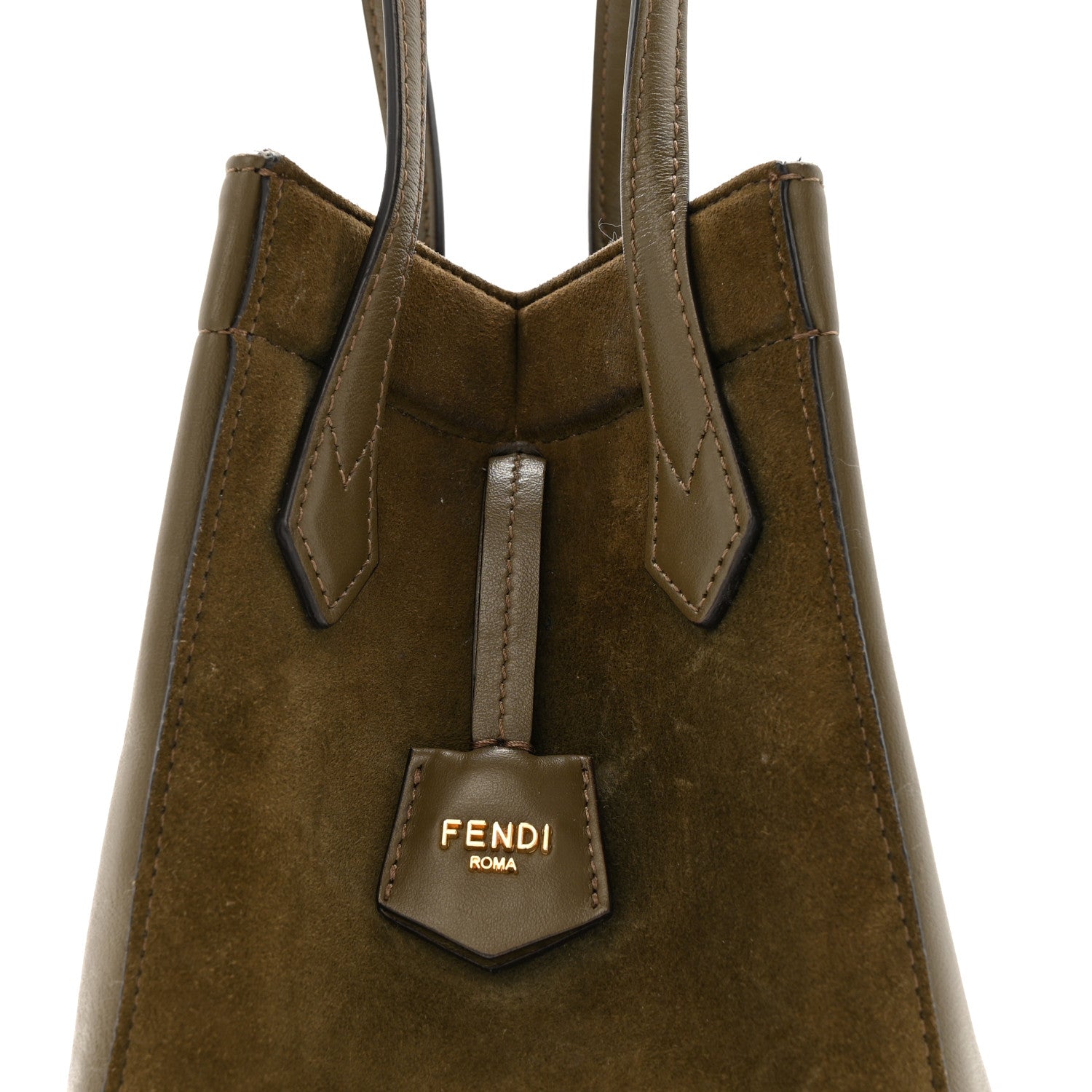 Fendi Vitello Vernice Camoscio Mini Fendi Origami Military Brown