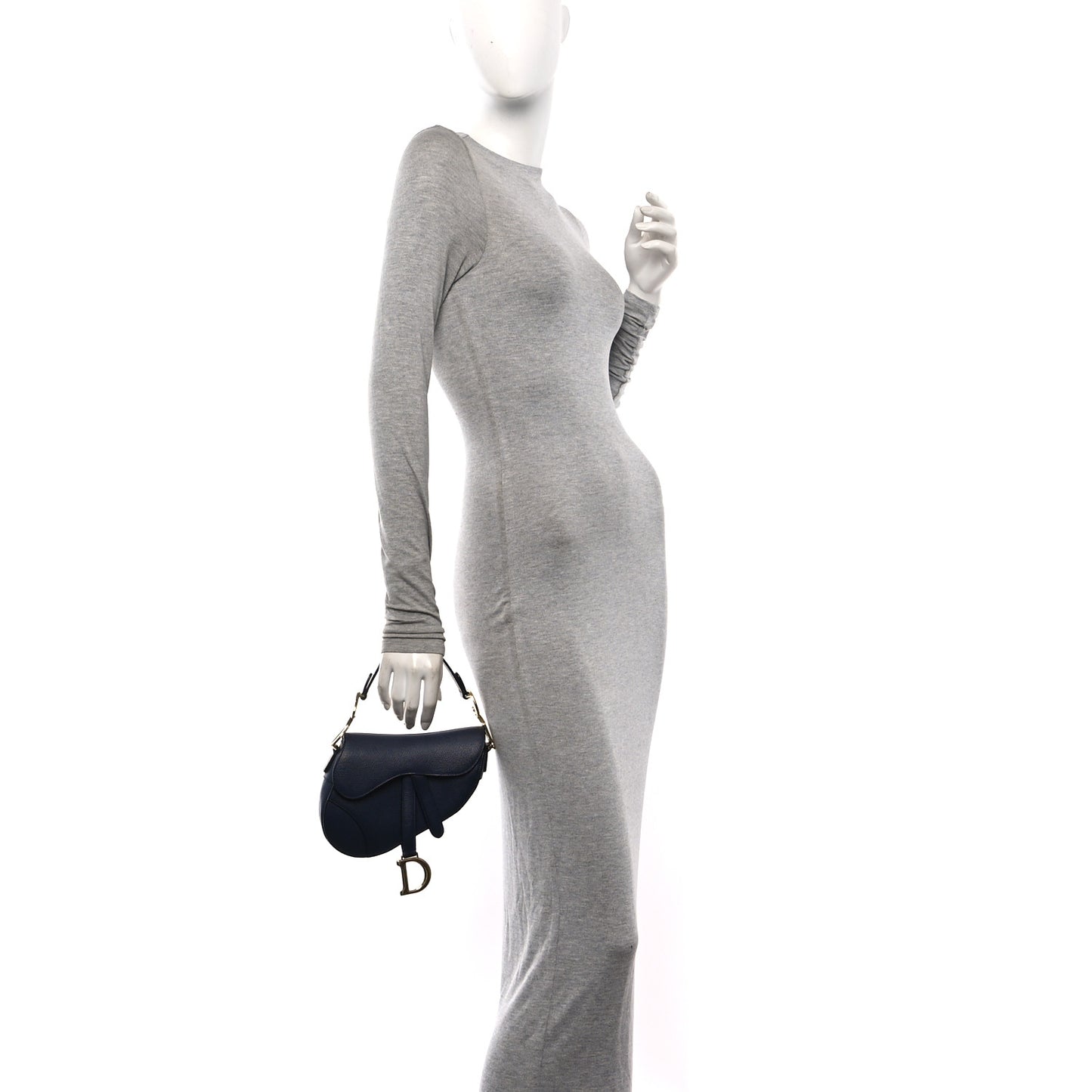 Grained Calfskin Mini Saddle Bag Navy