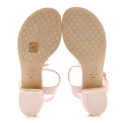 Chanel Lambskin Chain CC Logo Thong Sandals 39 Light Pink 6 of 13